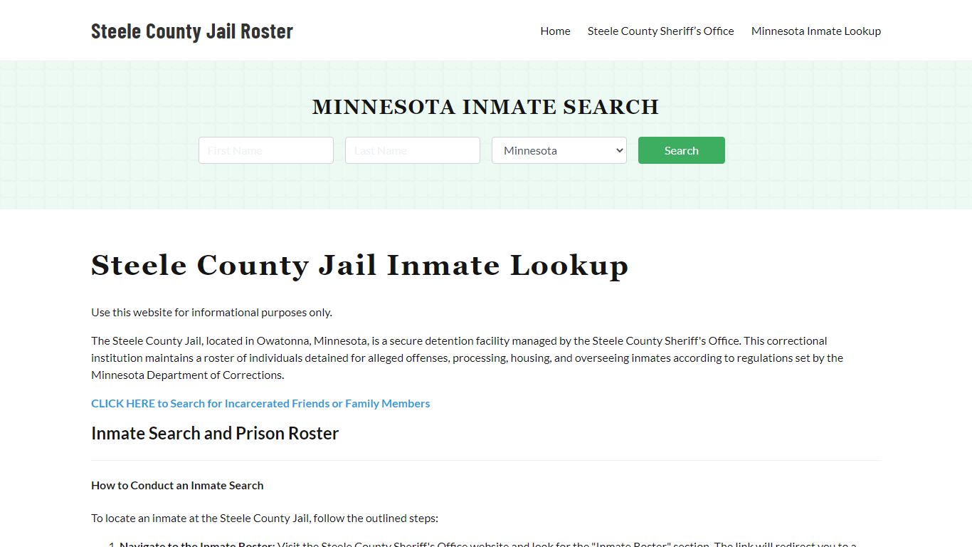 Steele County Jail Roster Lookup, MN, Inmate Search